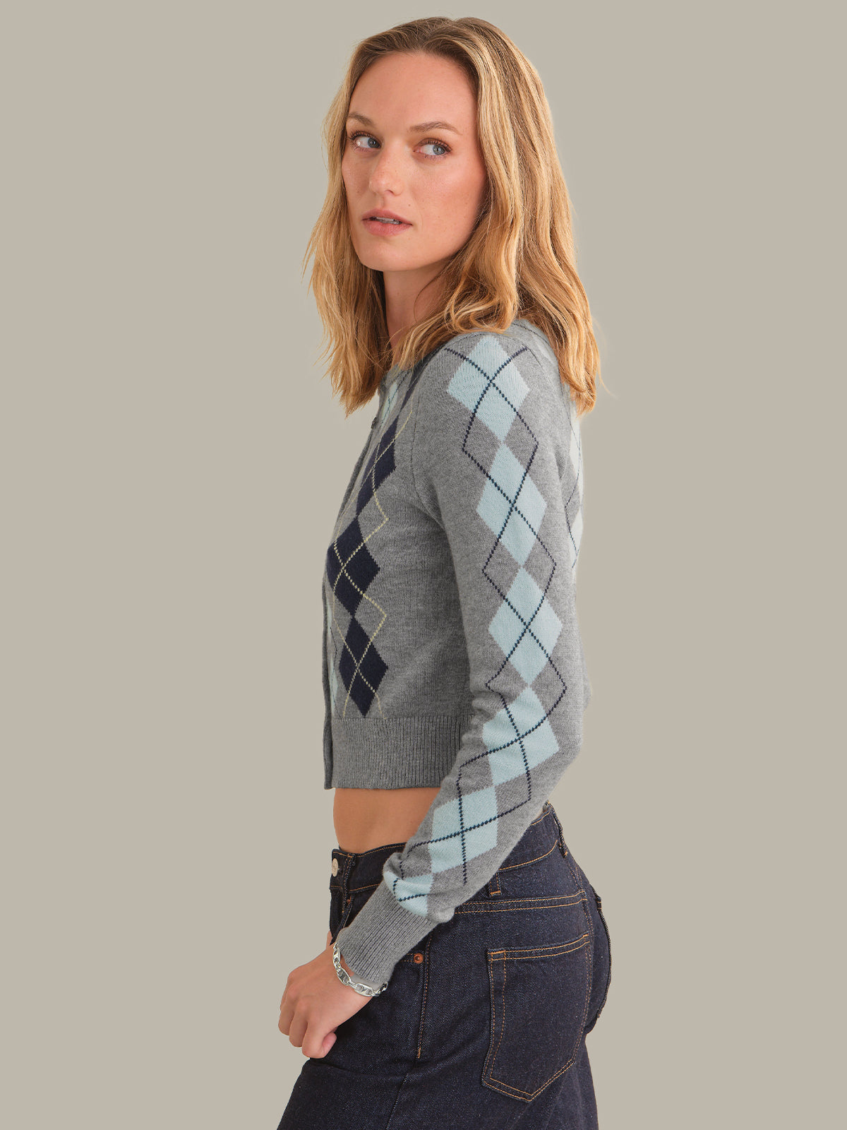 Serena Intarsia Argyle Cardigan