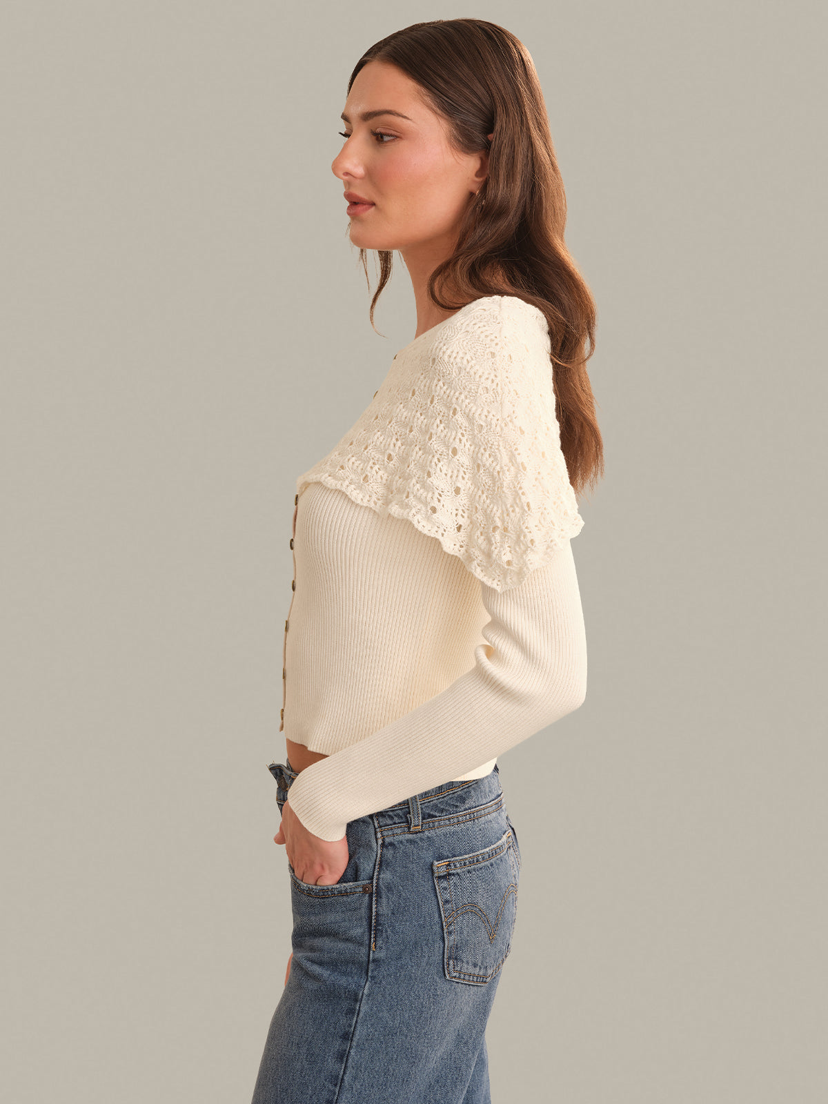 Beatrice Cape Crochet Like Cardigan