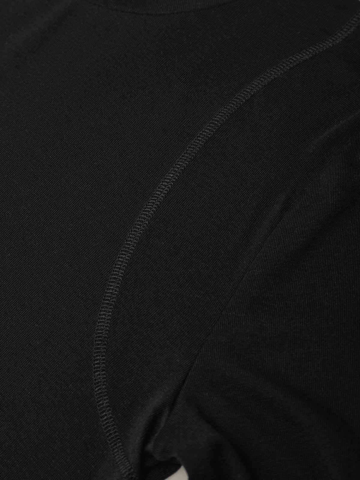 Close-up of a black fabric texture with stitching detail