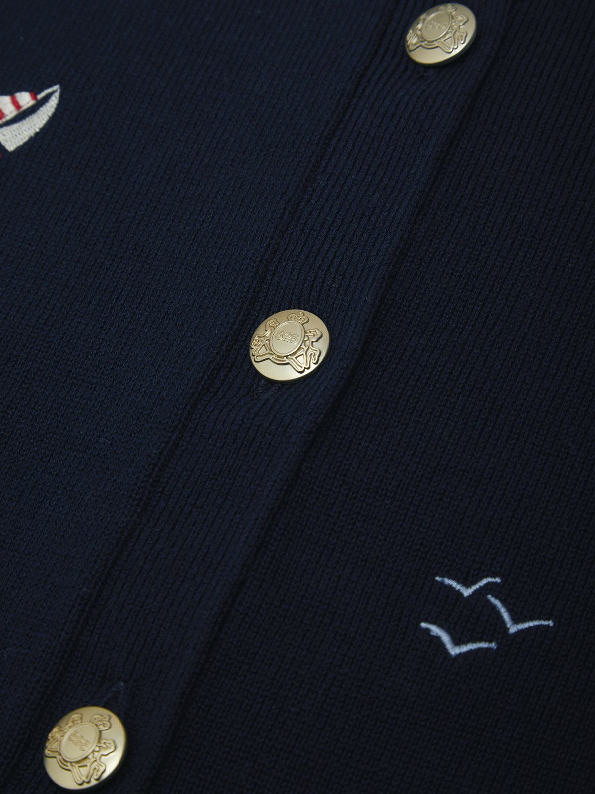 Beth: Nautical Embroidered Cotton Cardigan