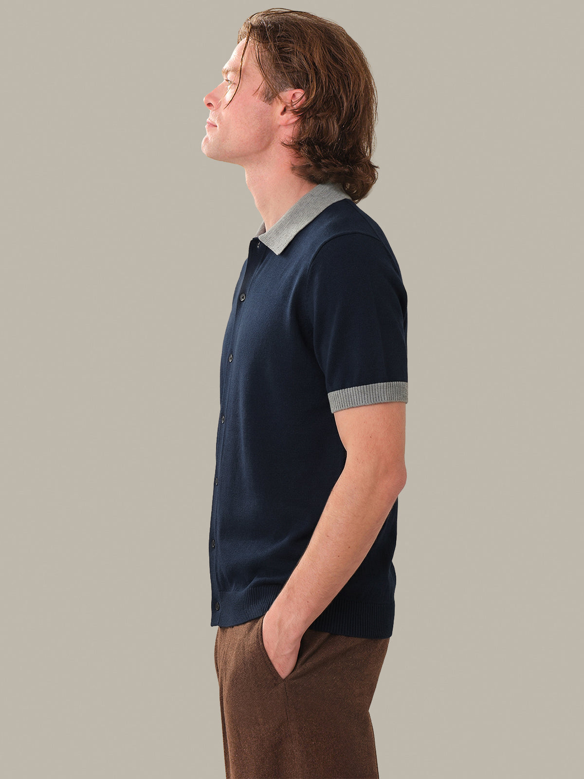 Ray: Men's Cotton Colorblock Polo Cardigan