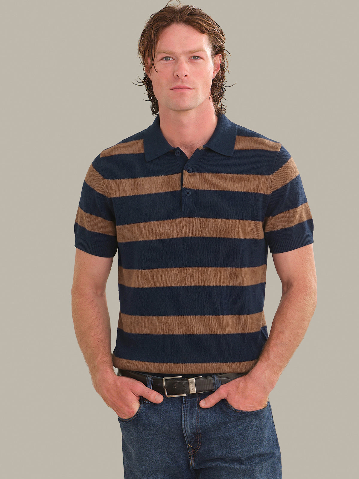 Nash: Men's Cotton Stripe Knit Polo