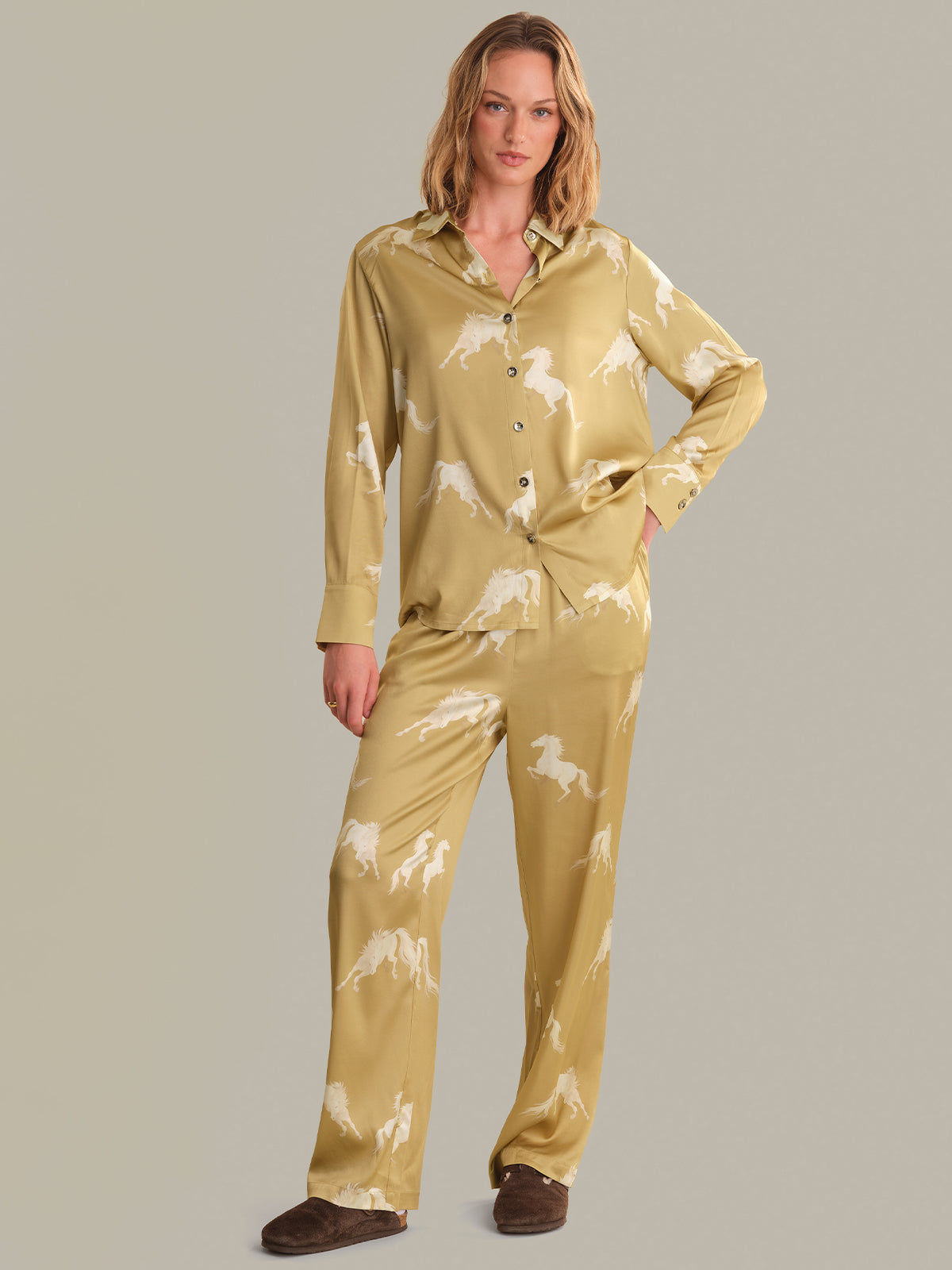 The Silk Blend Sleep Set in Fire Horse