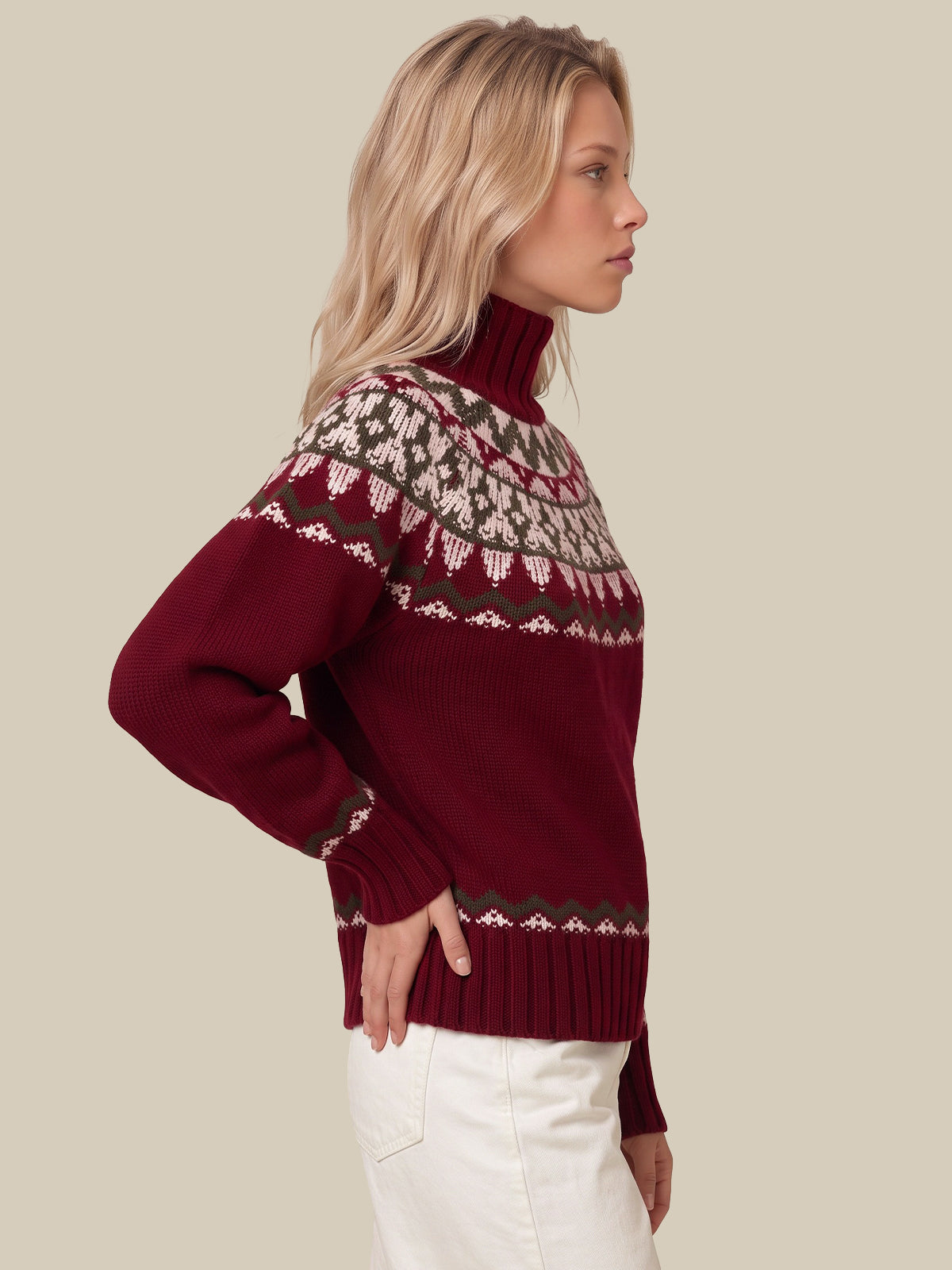 Rosalie Oversized Fair Isle Turtleneck