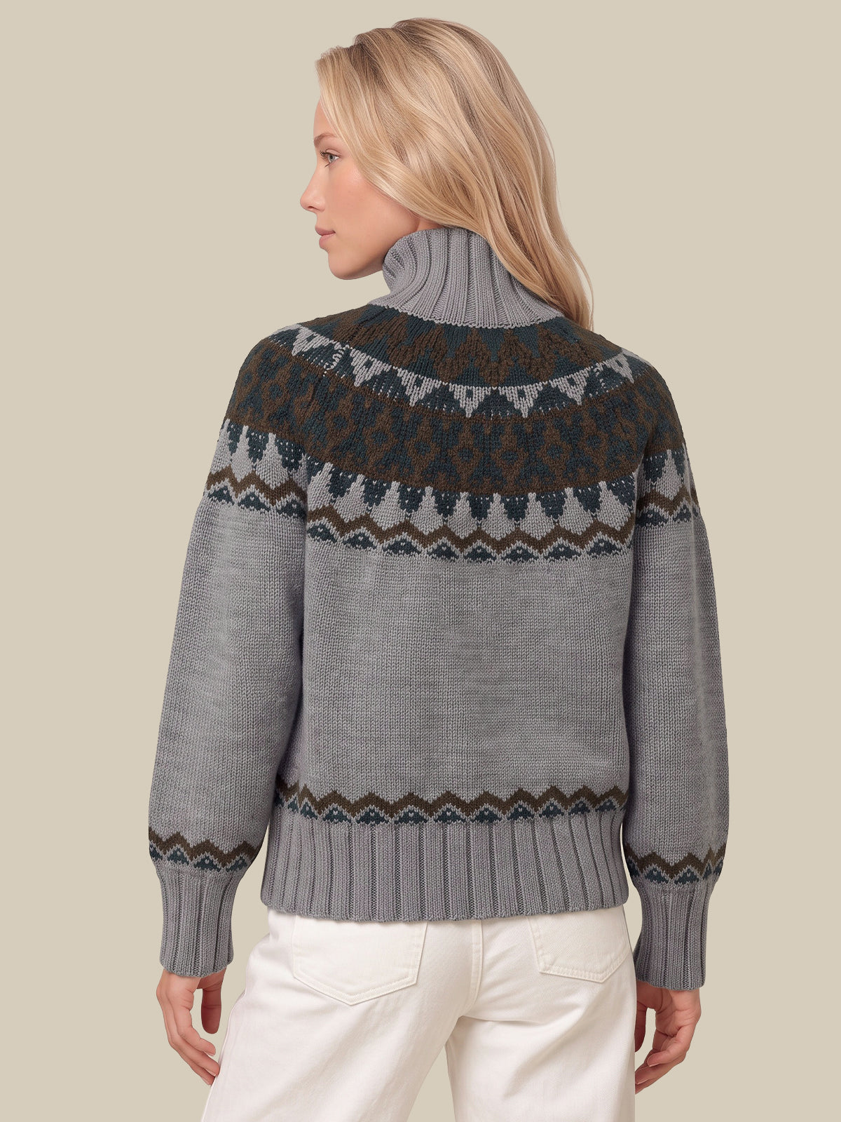 Rosalie Oversized Fair Isle Turtleneck