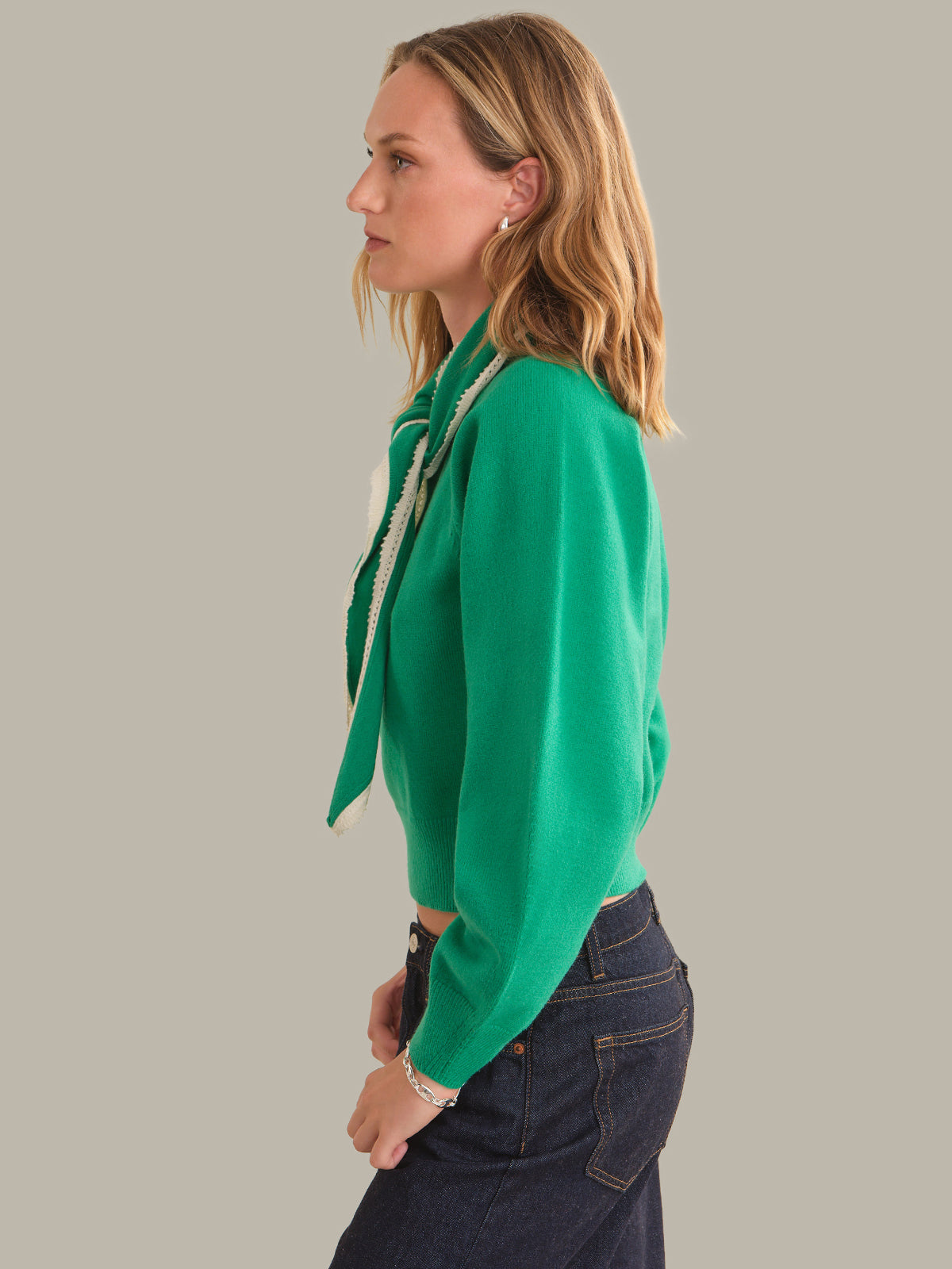 Camille Pullover With Scallop Edge Triangle Scarf