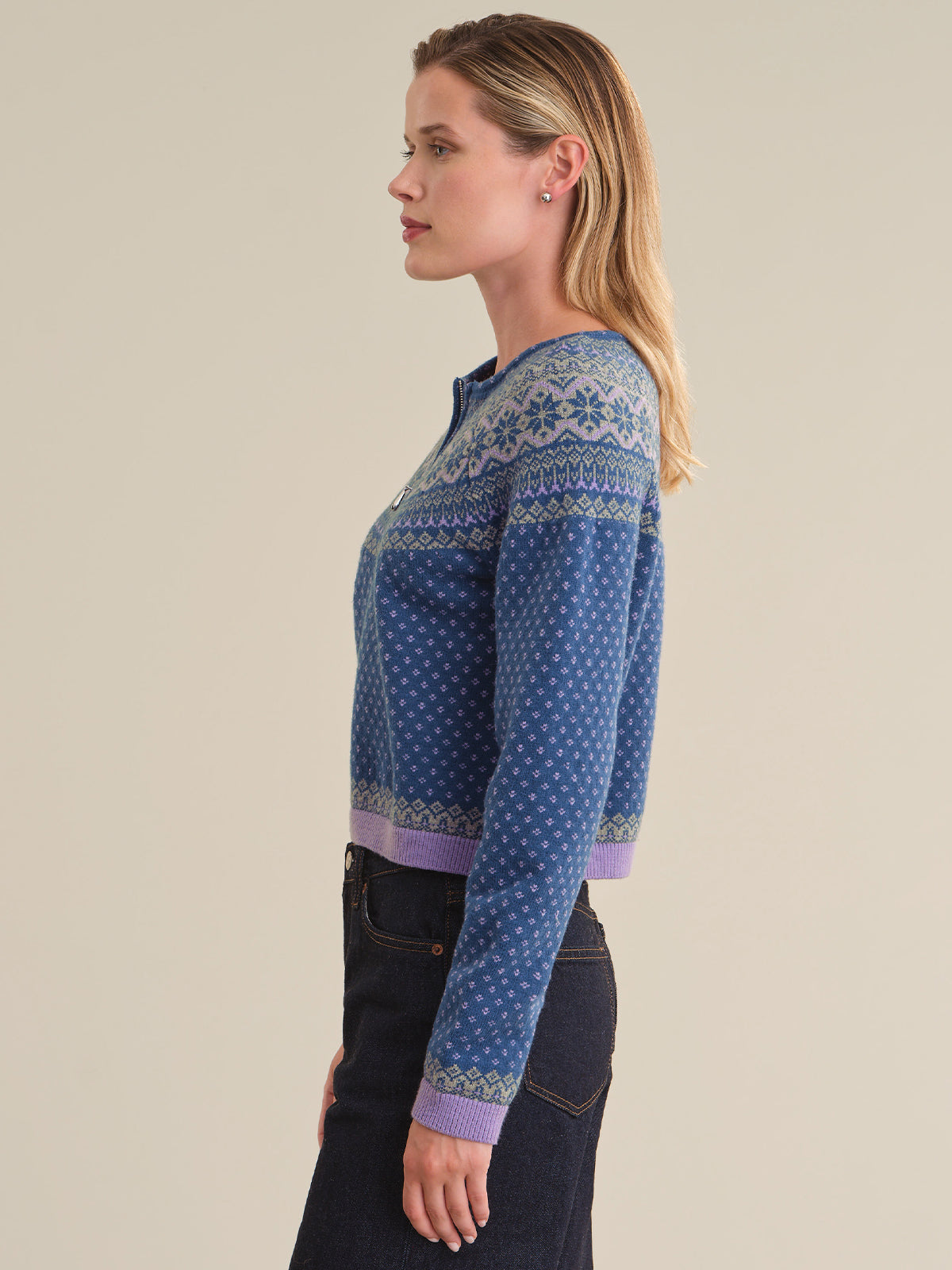 Aurelia Fair Isle Quarter Zip Crew
