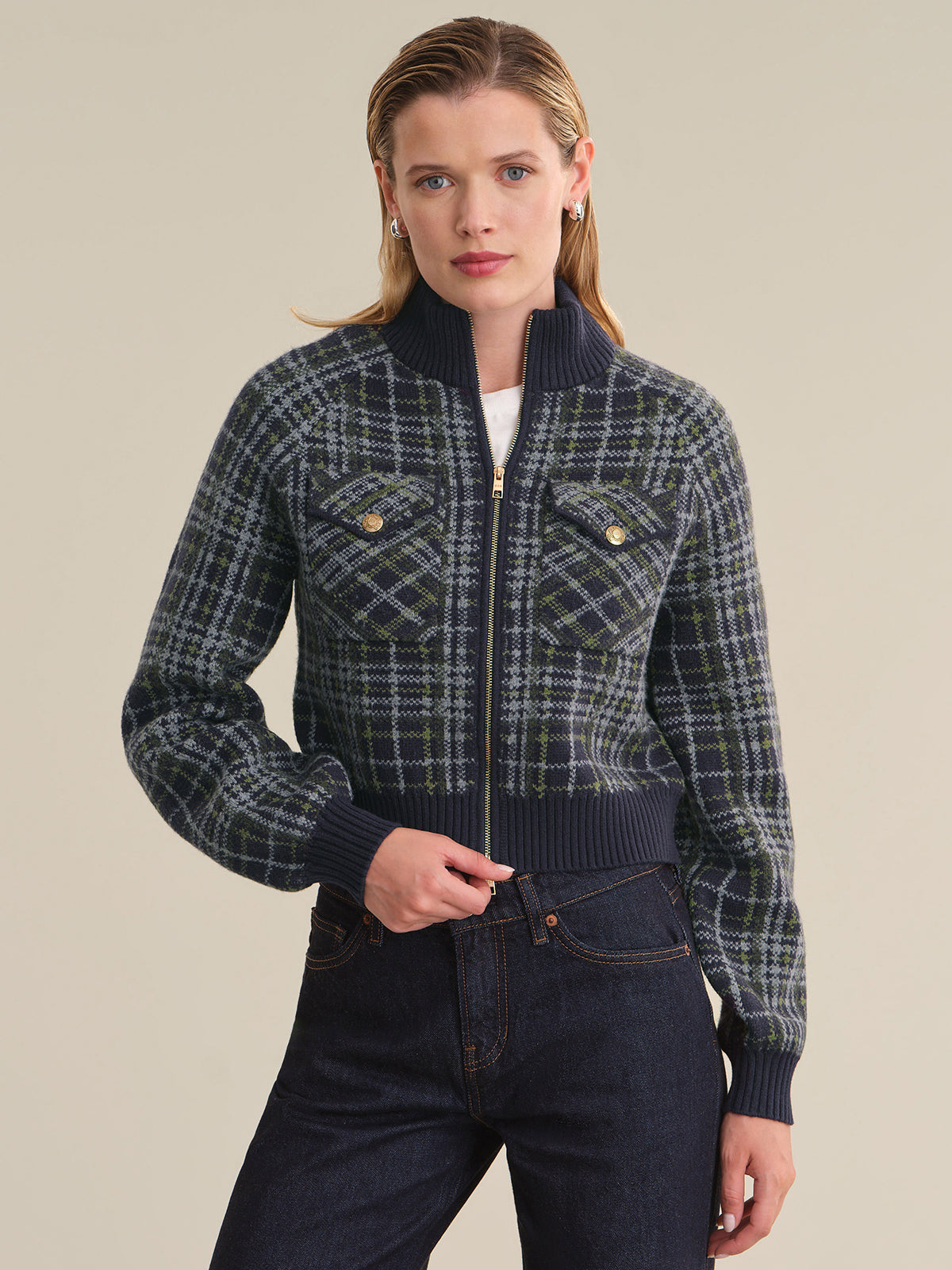 Stassie Plaid Bomber Jacket