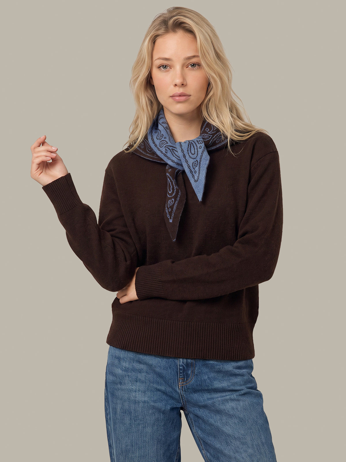 Lenn Pullover With Removable Paisley Scarf