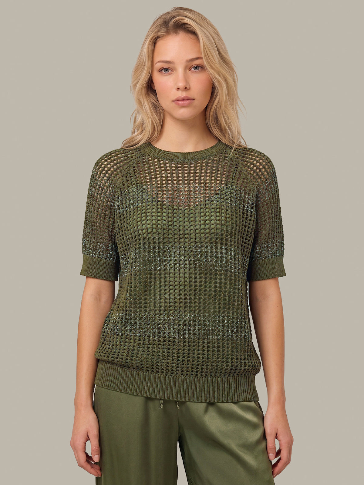 Alanna: Open Stitch Short Sleeve Sweater