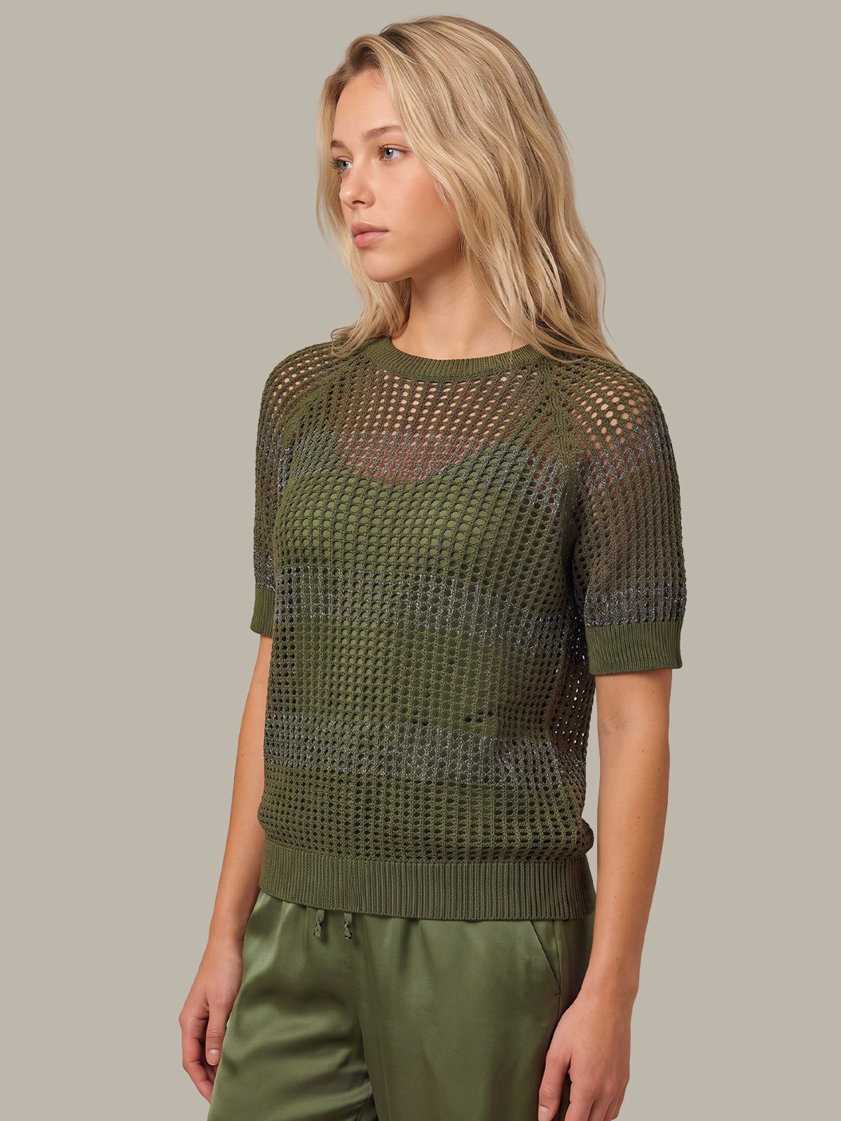 Alanna: Open Stitch Short Sleeve Sweater