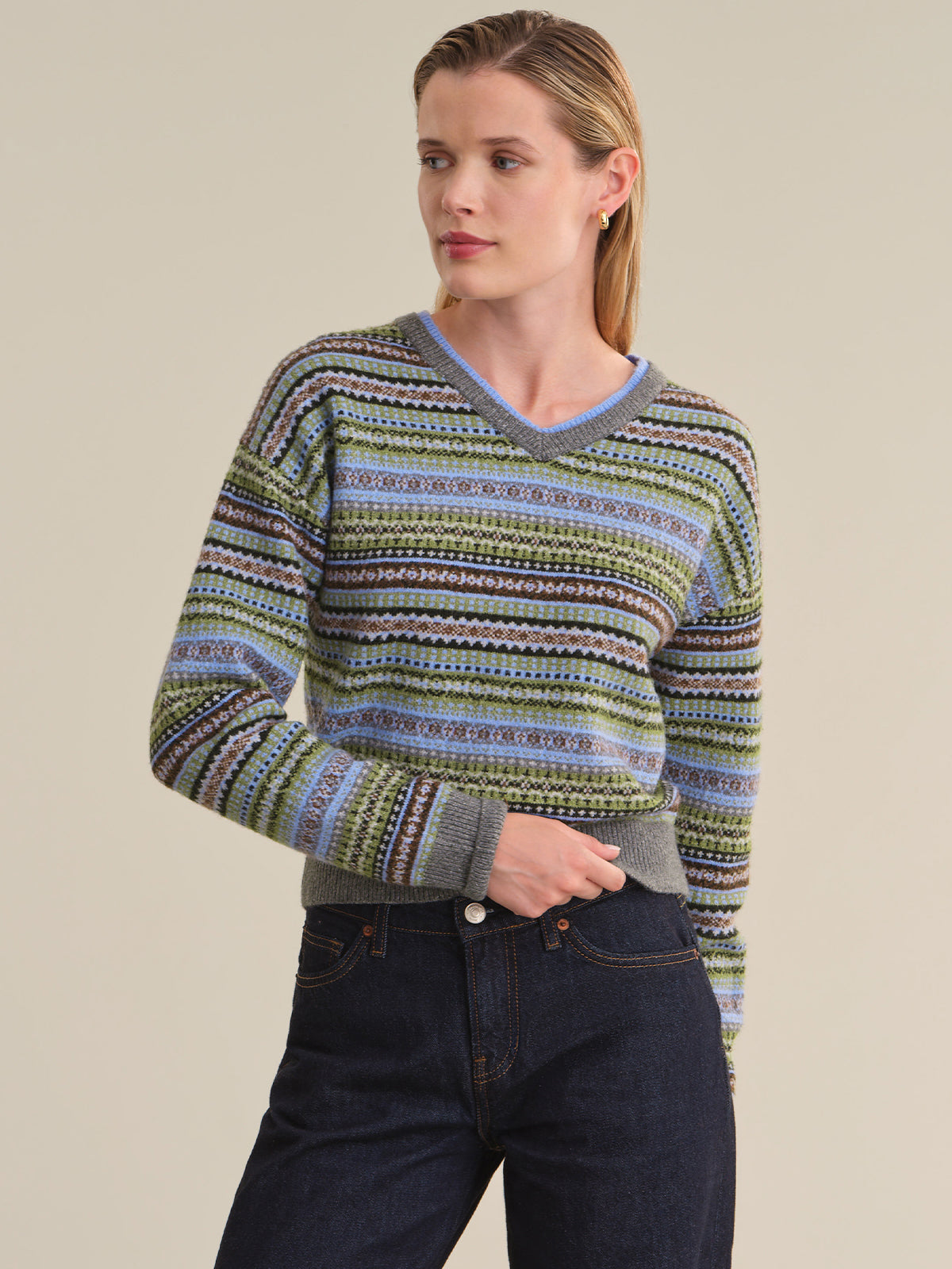 Neve Fairisle Double Neck Pullover