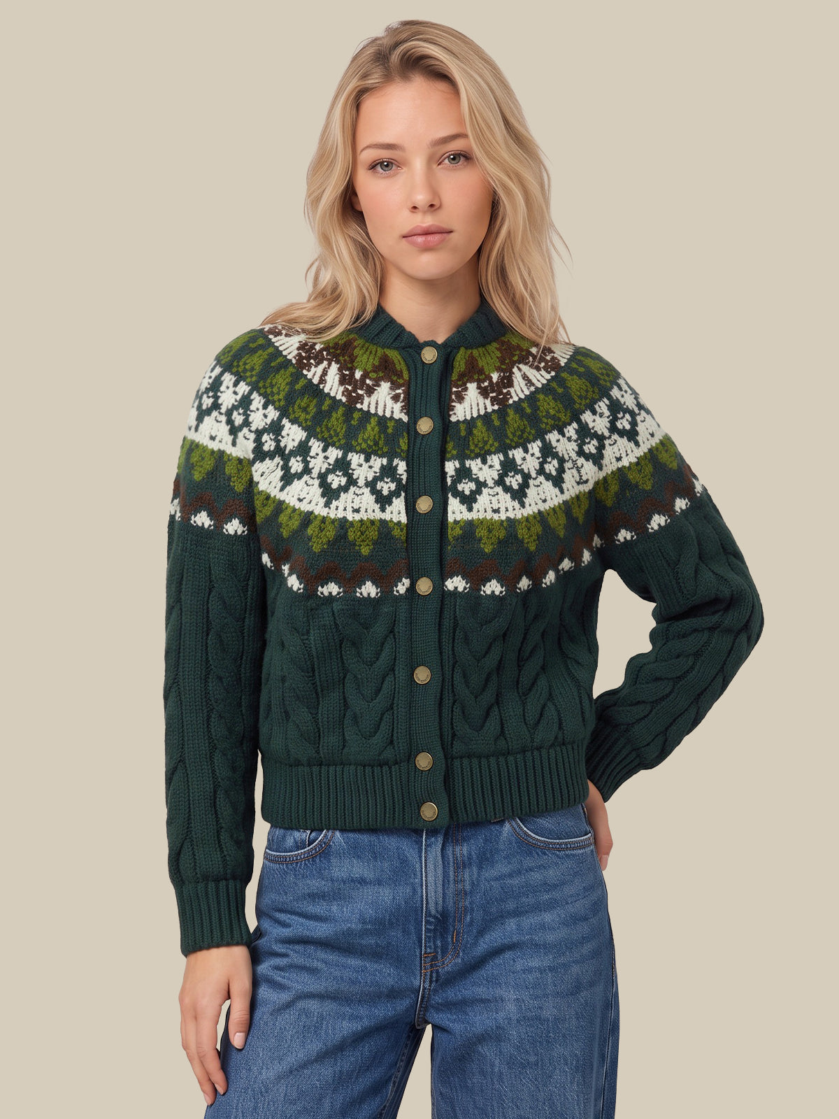 Bryce Quilted Cable Fairisle Bomber