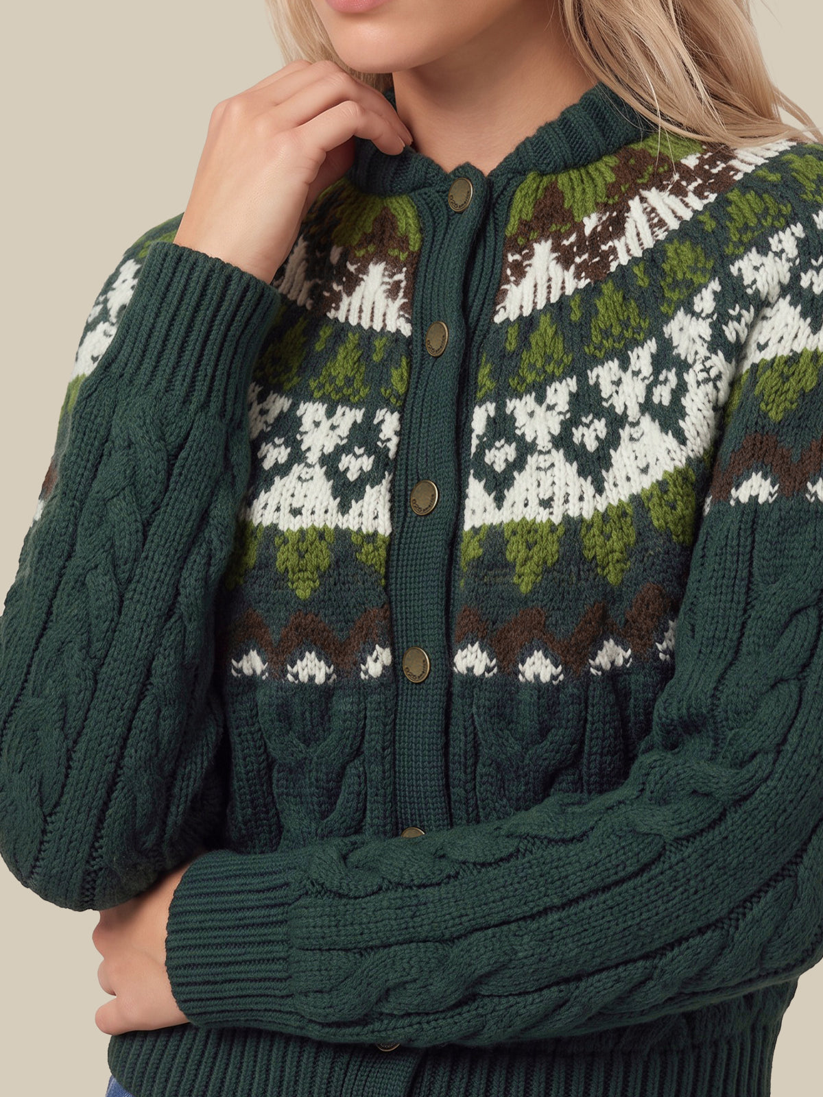Bryce Quilted Cable Fairisle Bomber