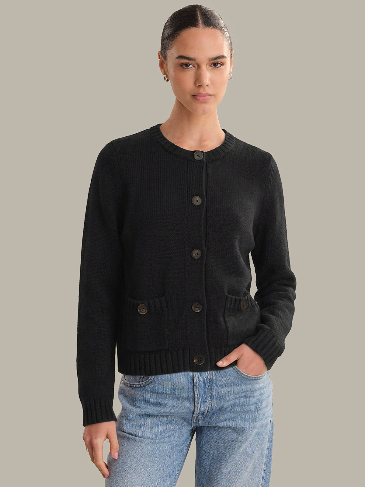Skye: Cotton Crewneck Cardigan