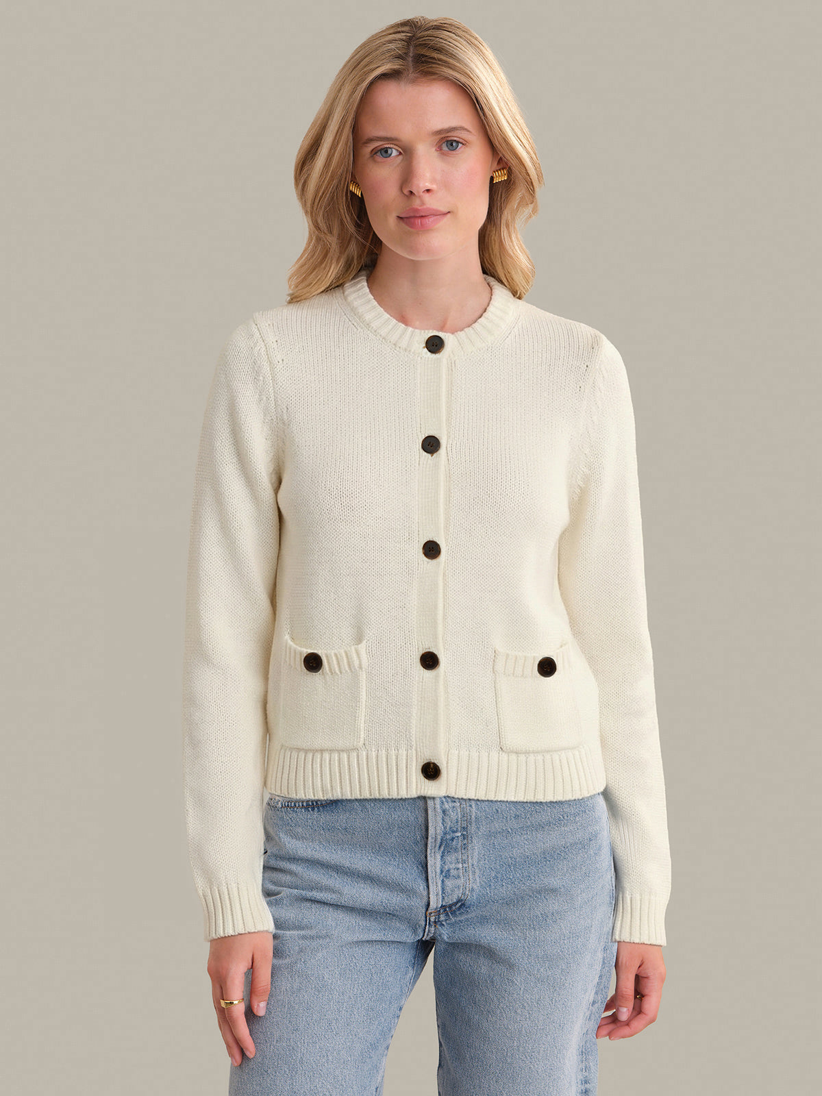 Skye: Cotton Crewneck Cardigan