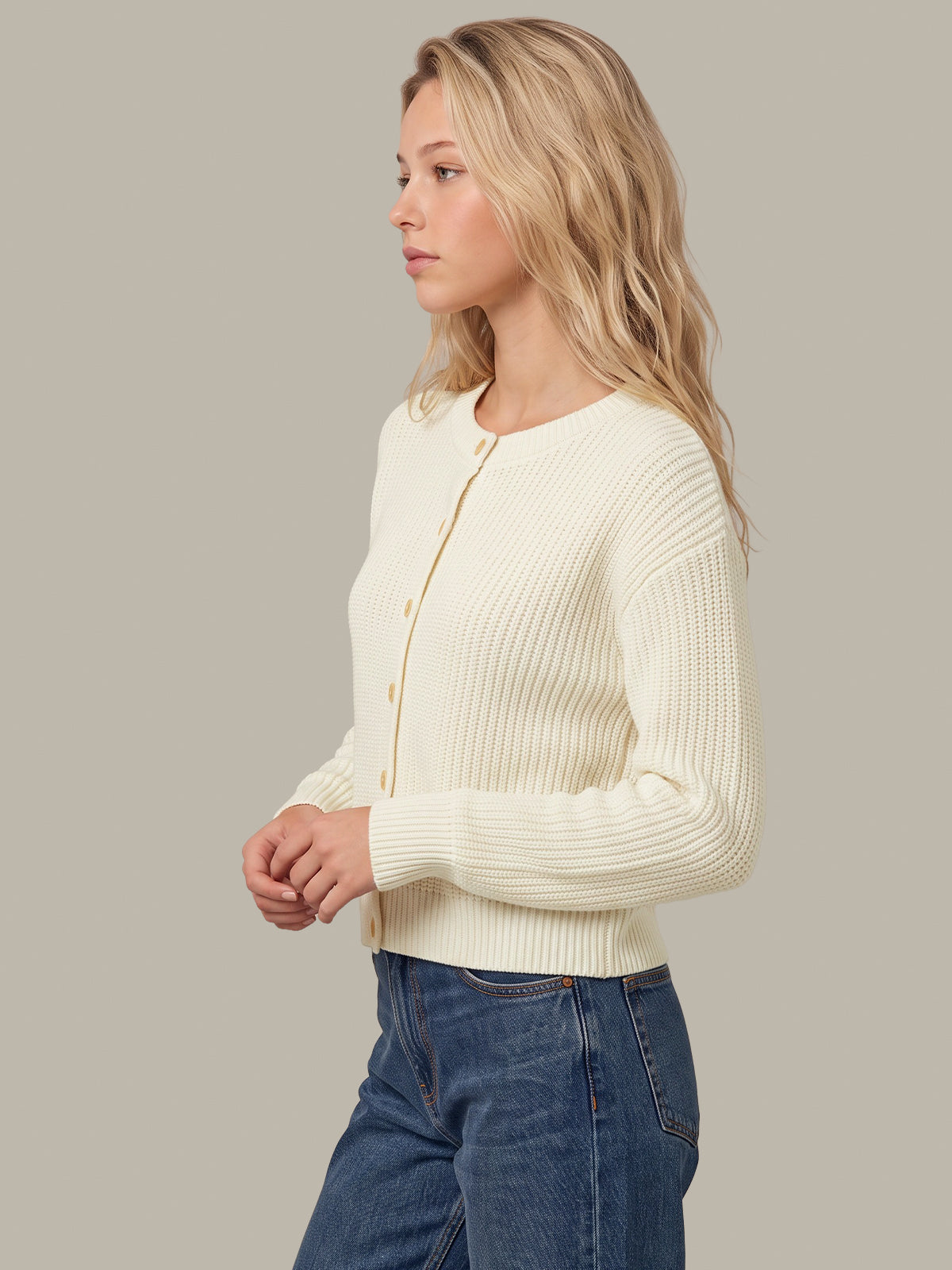Marcie: Cotton Crewneck Cardigan