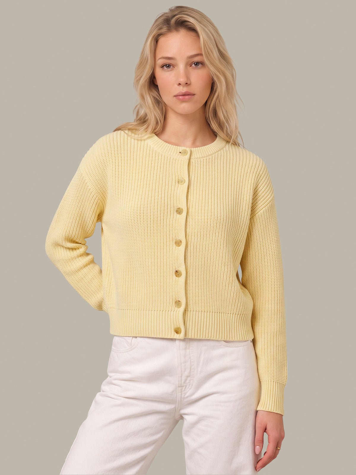 Marcie: Cotton Crewneck Cardigan