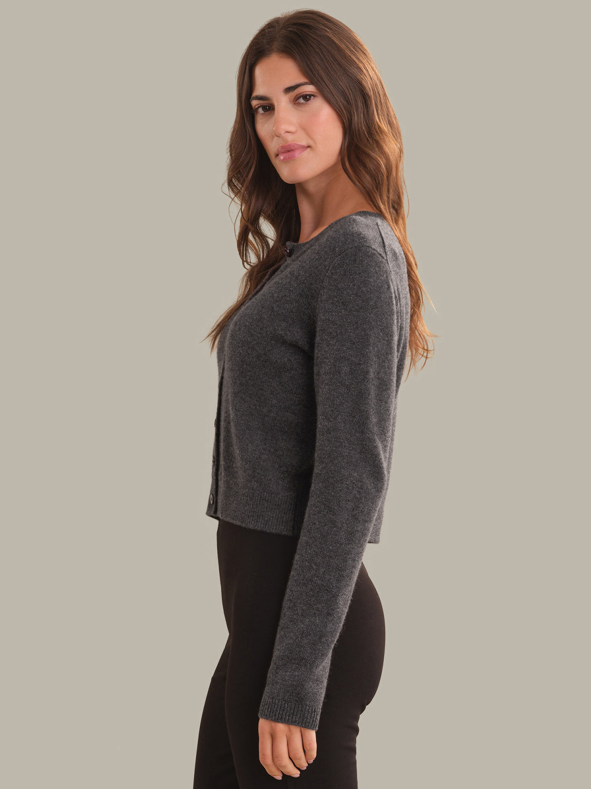 Katie: 100% Cashmere Crewneck Cardigan