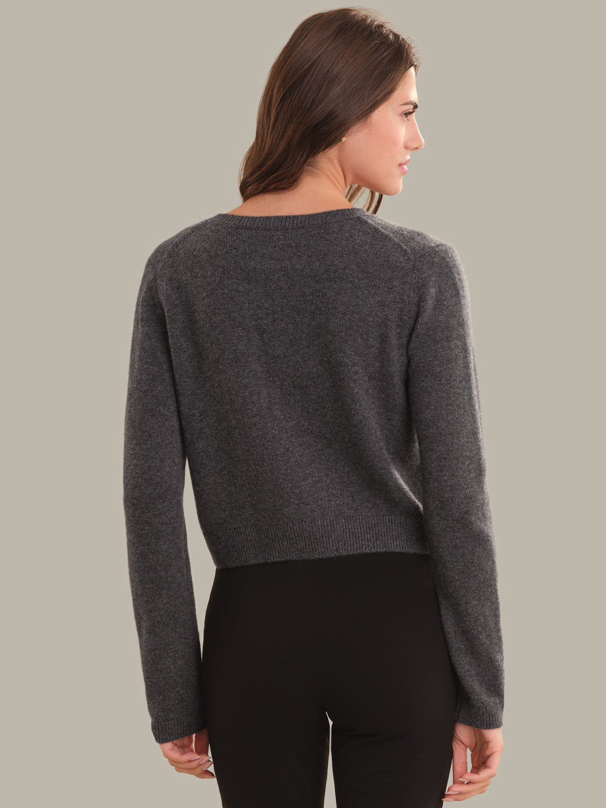 Katie: 100% Cashmere Crewneck Cardigan
