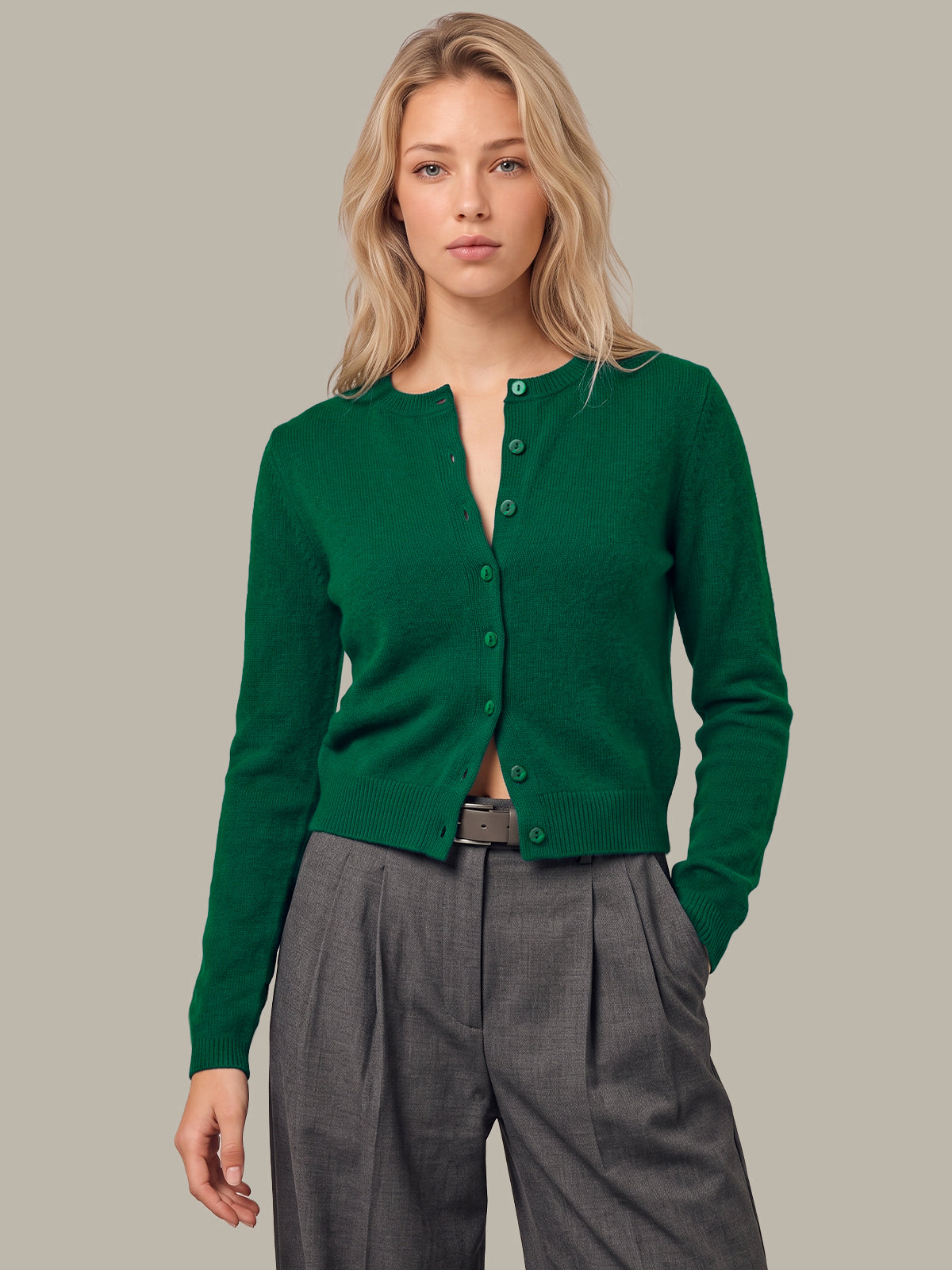 100% Cashmere Crewneck Cardigan