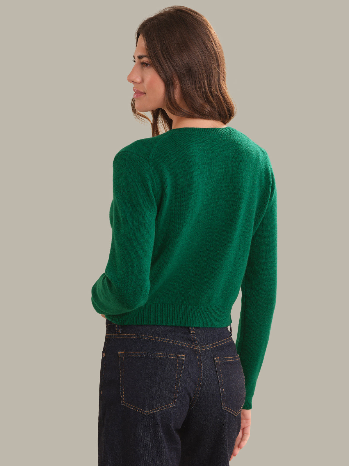 Katie: 100% Cashmere Crewneck Cardigan