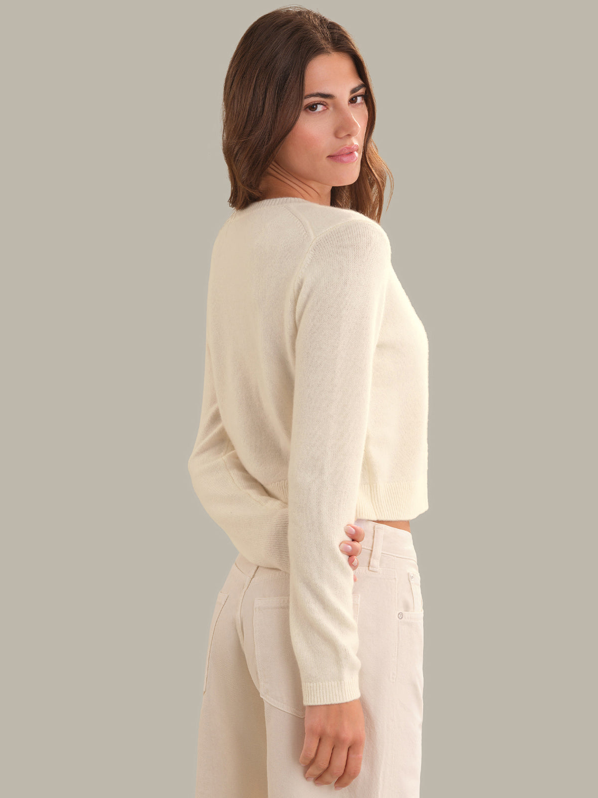 Katie: 100% Cashmere Crewneck Cardigan