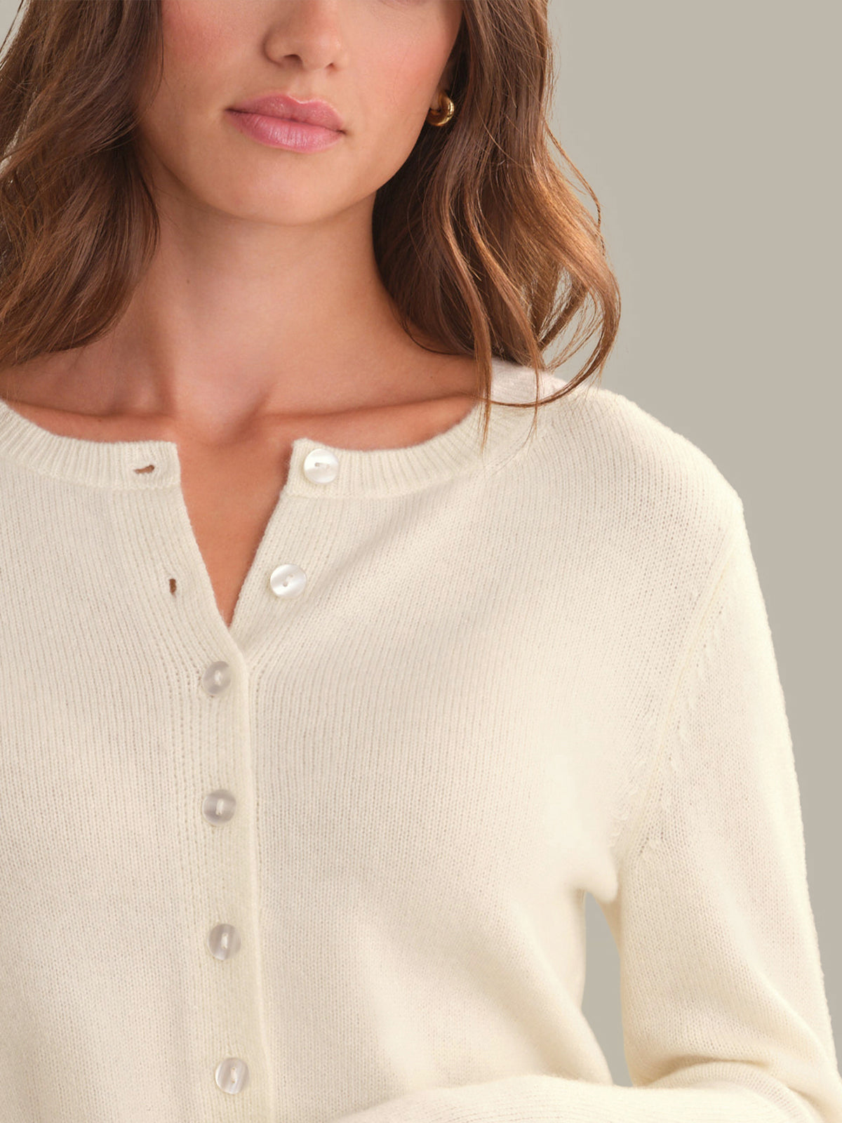 Katie: 100% Cashmere Crewneck Cardigan