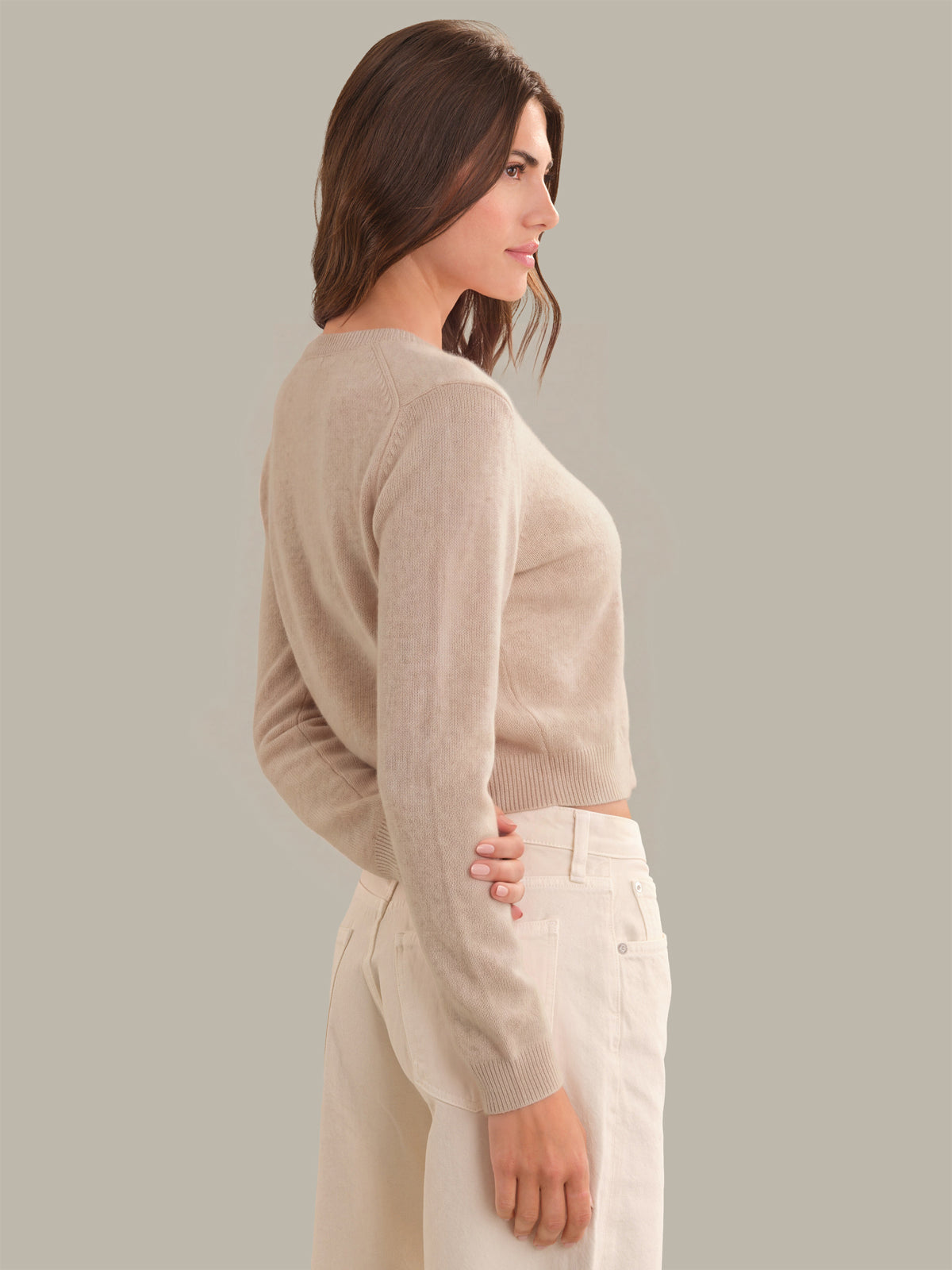 Katie: 100% Cashmere Crewneck Cardigan