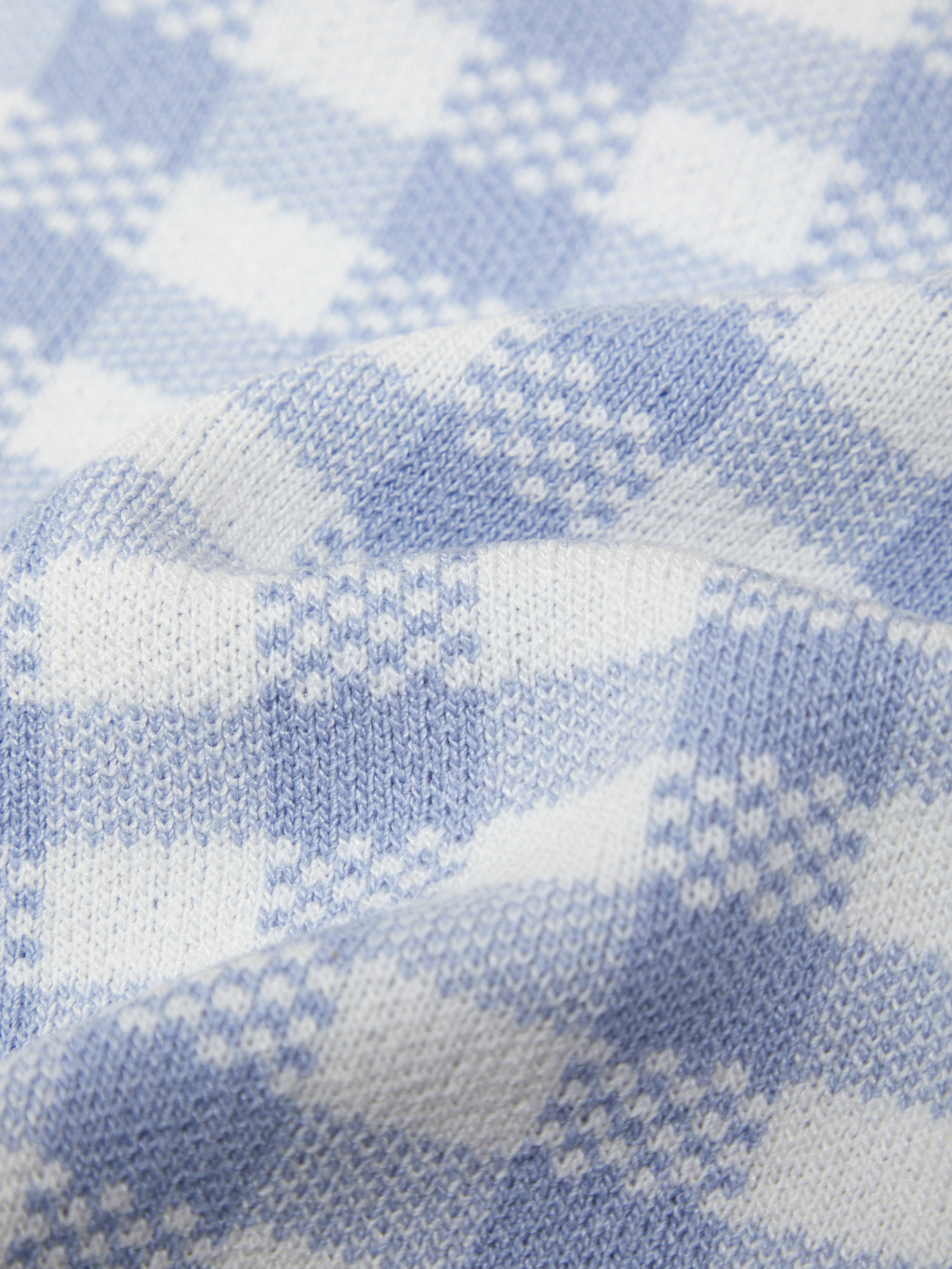 Close-up of blue and white checkered fabric