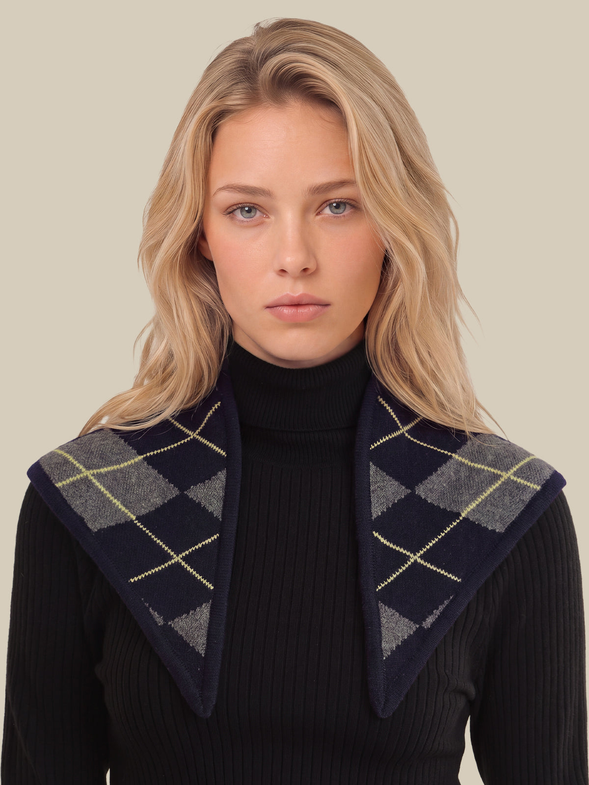 100% Grade-A Cashmere Argyle Triangle Scarf