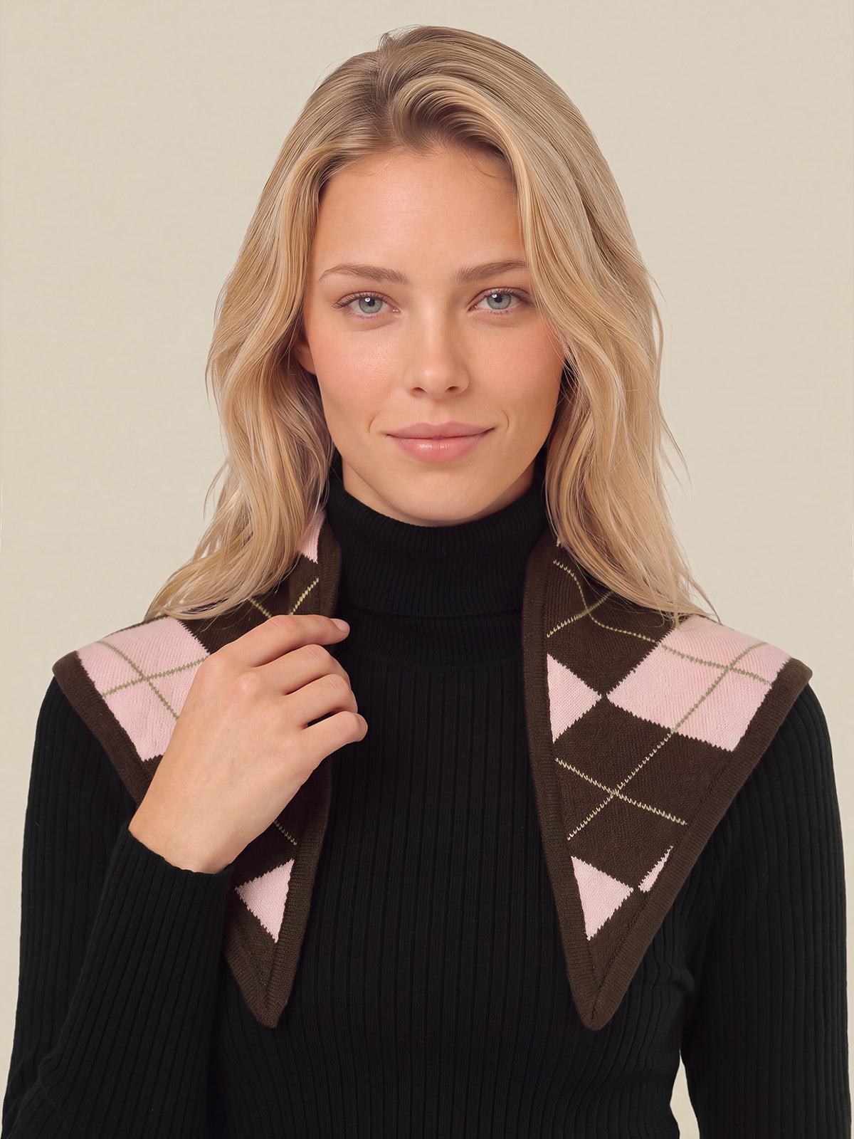 100% Grade-A Cashmere Argyle Triangle Scarf