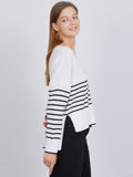 Noor: Stripe Oversized V-Neck Pullover