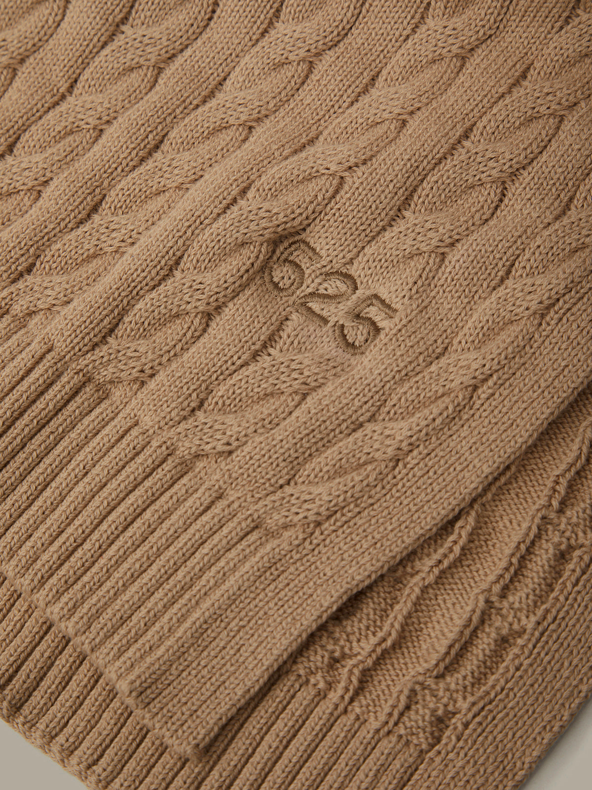 Porter: Embroidered Cable Knit Cotton Scarf