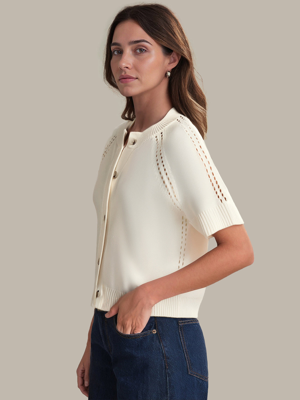 Melody: Cotton Button Down Cardigan