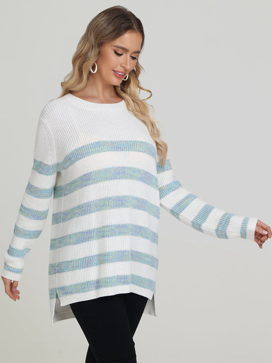Emma: Stripe Crewneck Shaker Sweater