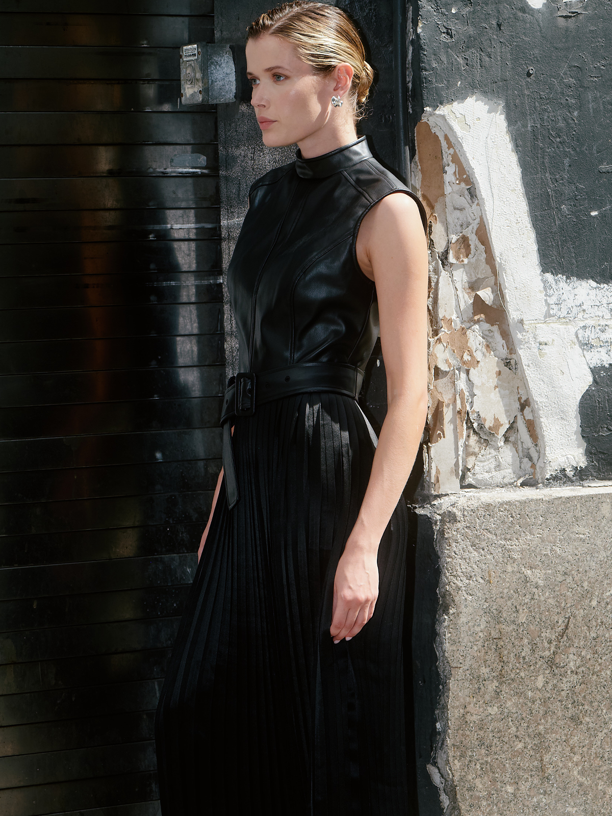 525 X DL10C: Cornelia Mock Neck Midi Dress