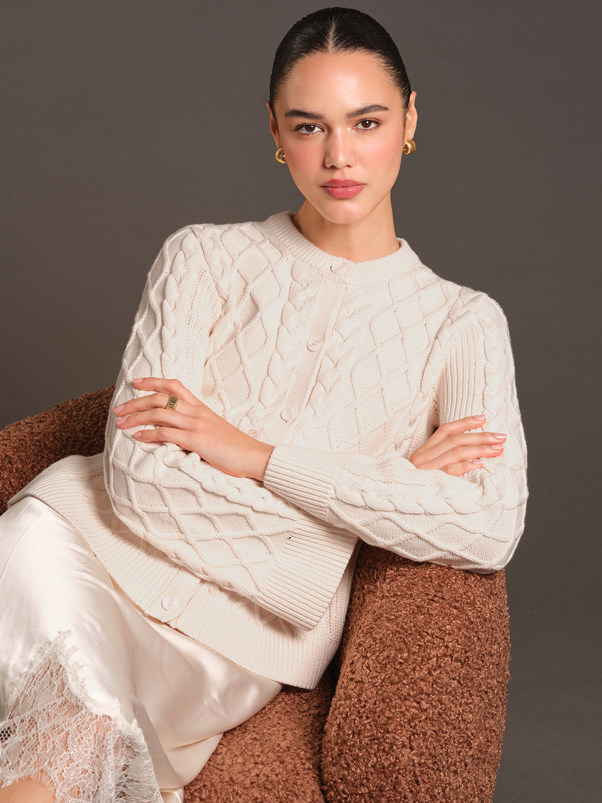 Florence: Cotton Cable Knit Cardigan