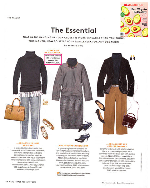 Real Simple Magazine: 525 America's Ribbed Turtleneck Sweater is The Essential layering style