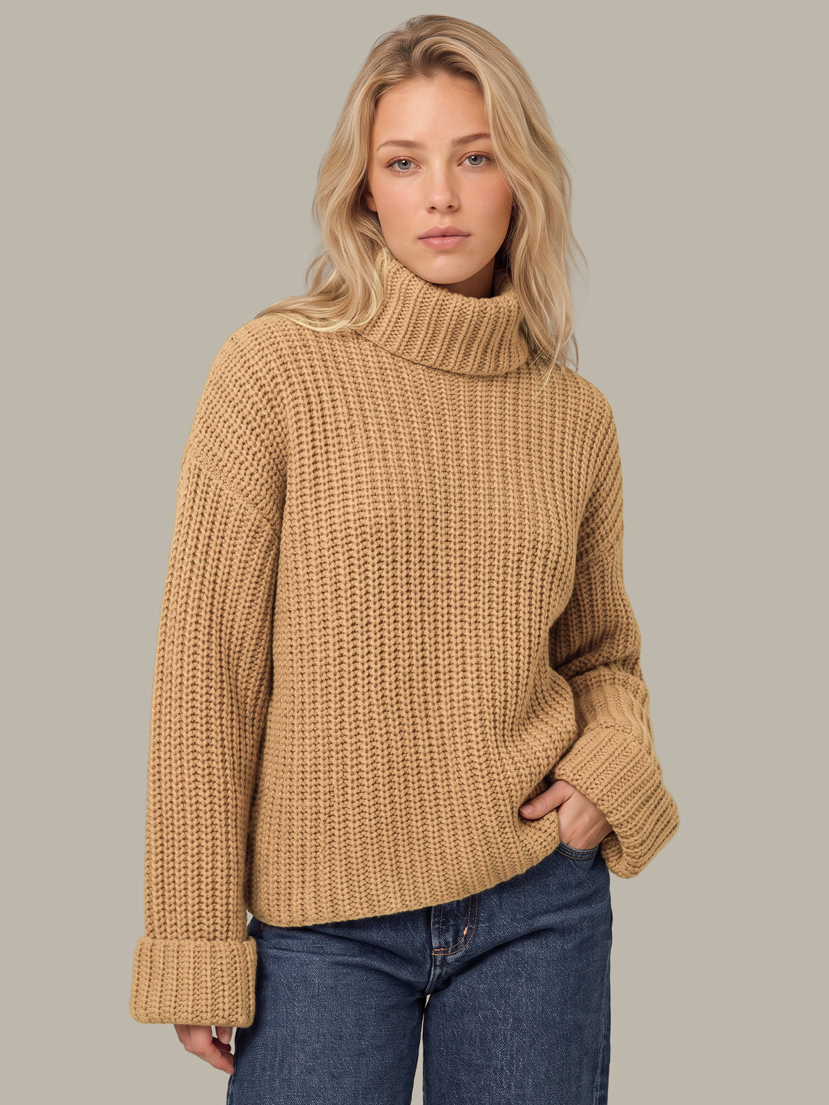 Vida: Turtleneck Shaker Pullover