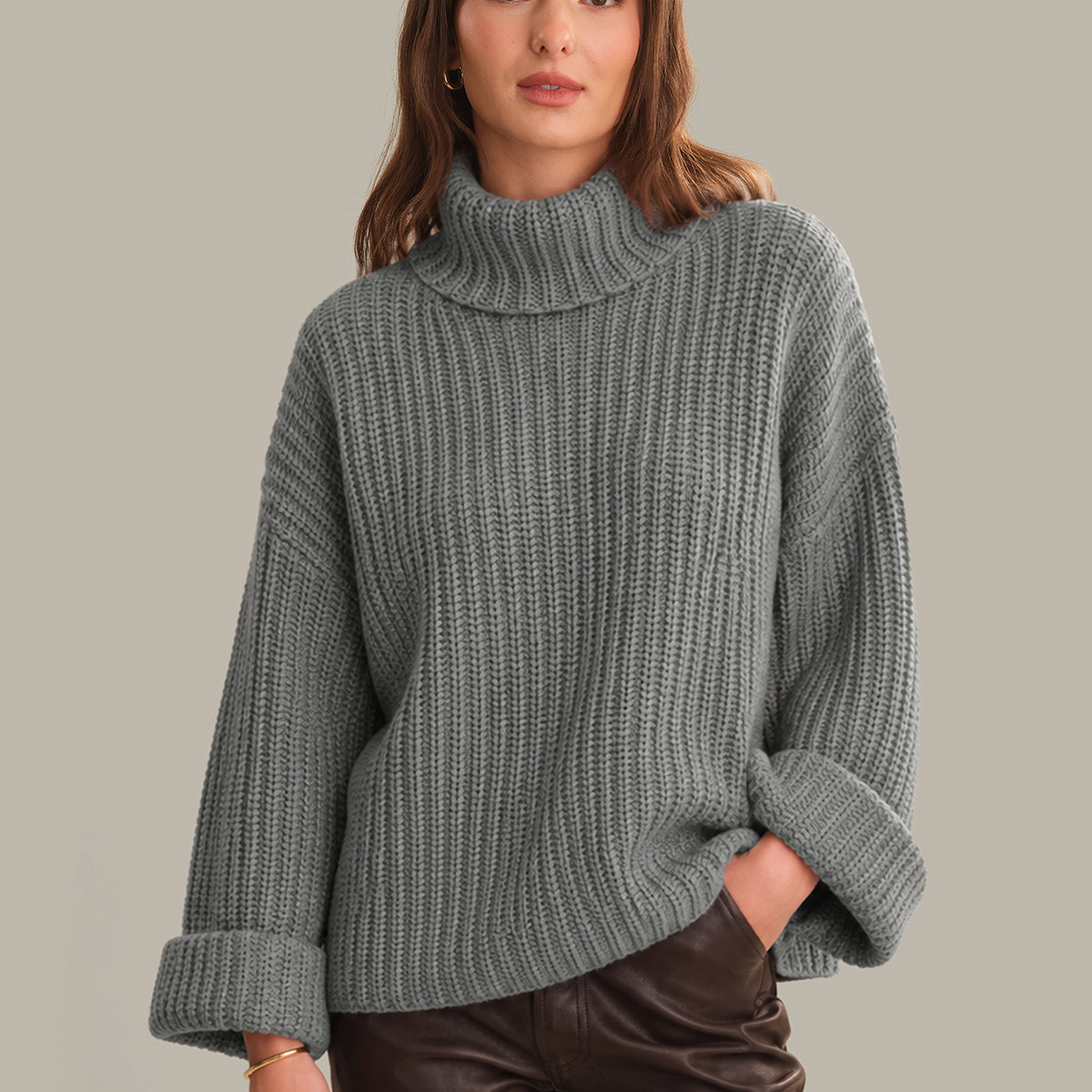 525 America Vida: Turtleneck Shaker Pullover