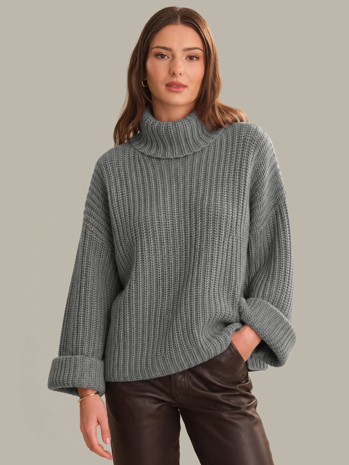 Vida: Turtleneck Shaker Pullover