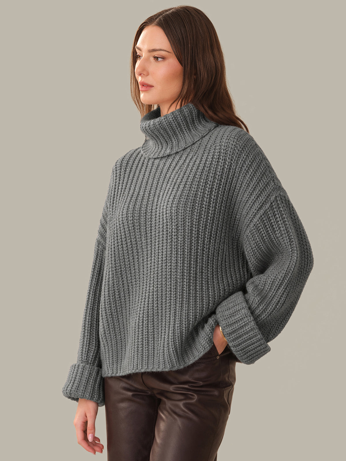 Vida: Turtleneck Shaker Pullover