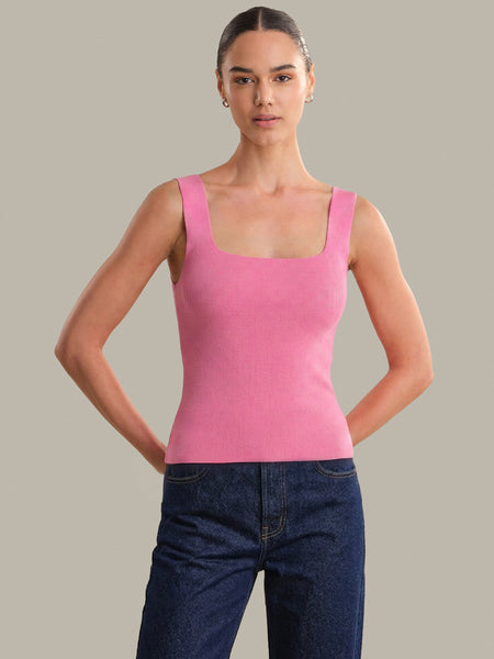 THESHISHIKUI ニットキャミ P.PINK タンクトップ Hot Pink Crochet Top - Knit Tank Top - Flower Crochet Tank Top - Lulus