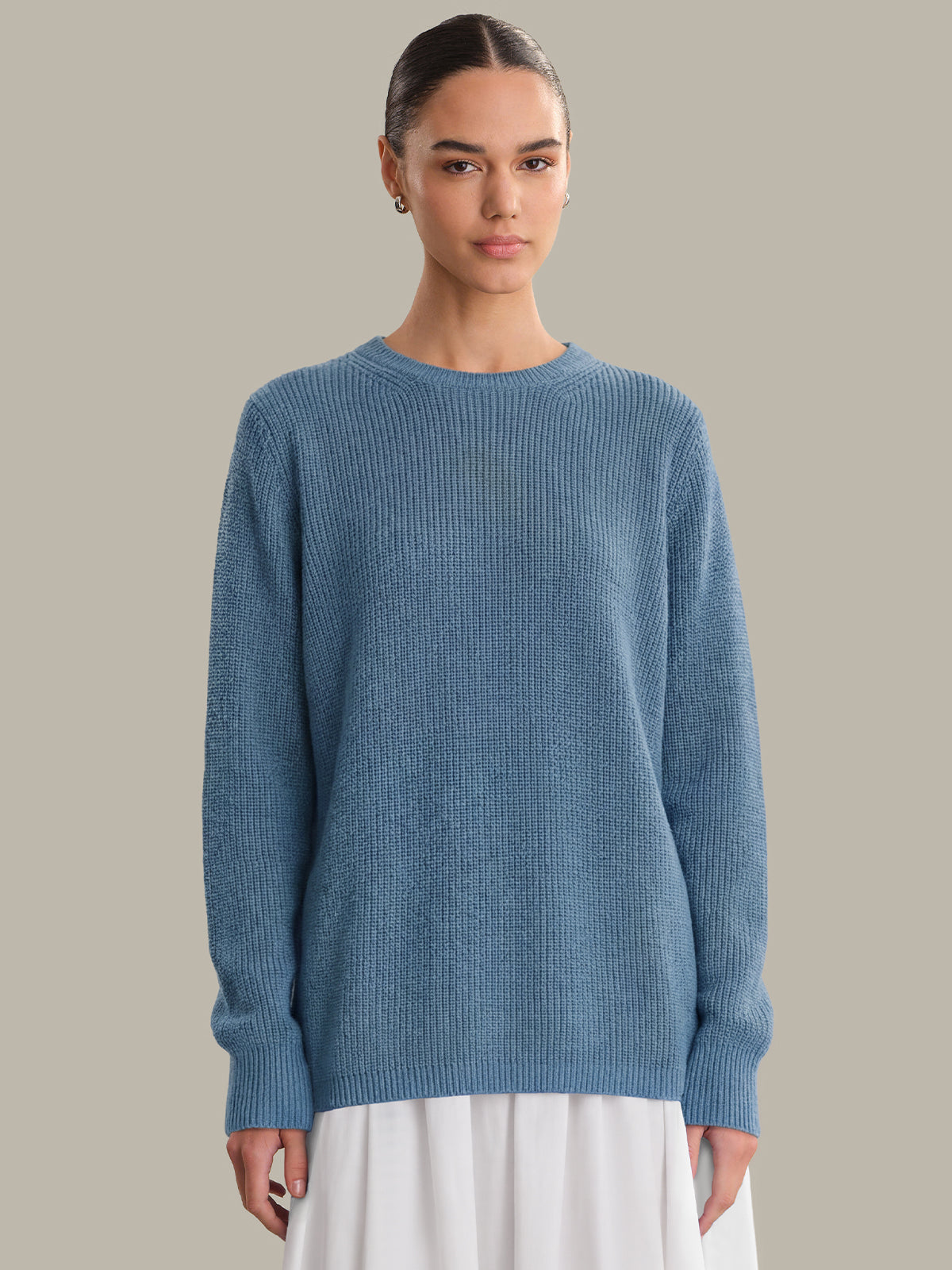 Emma: Crewneck Shaker Stitch Cotton Sweater