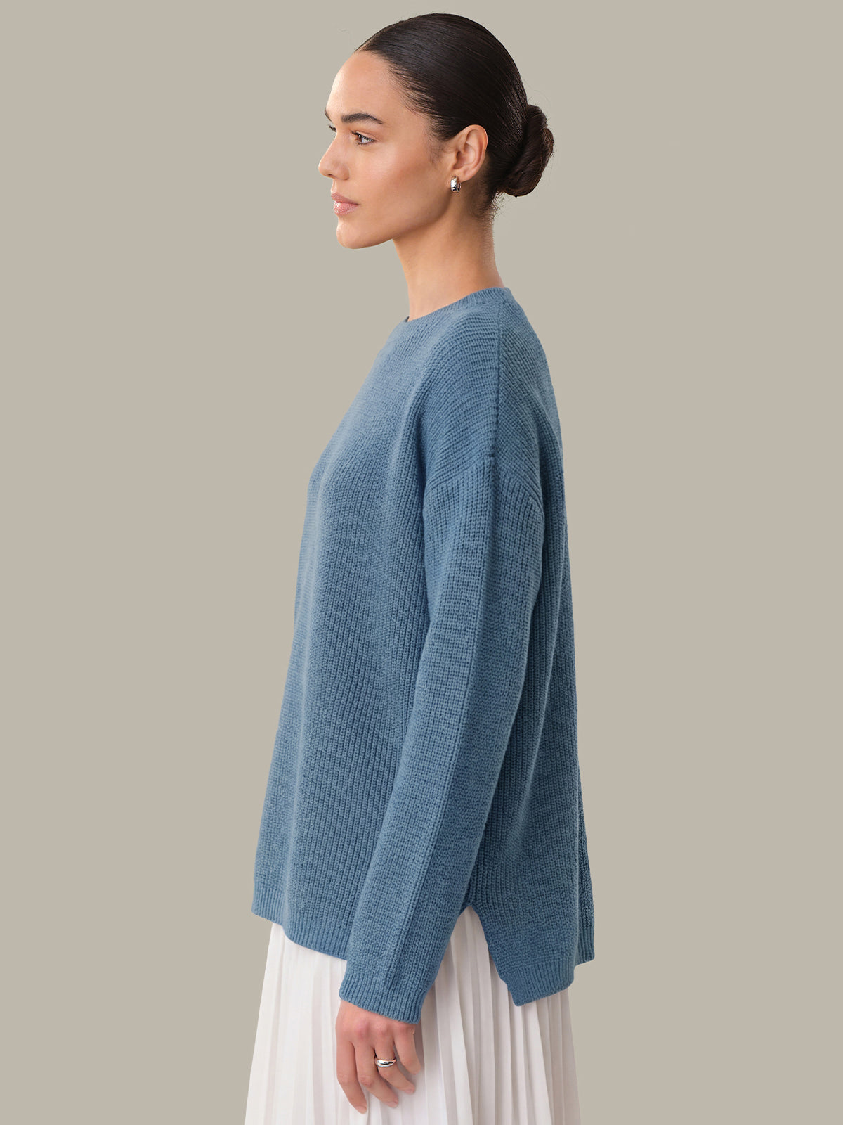 Emma: Crewneck Shaker Stitch Cotton Sweater