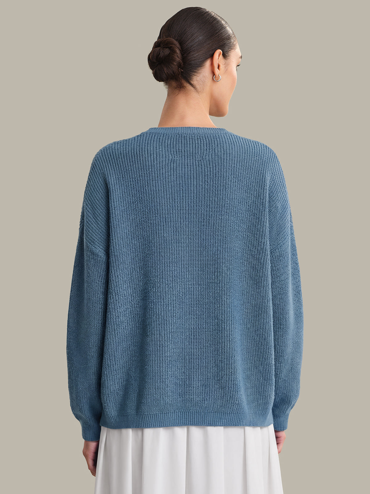 Emma: Crewneck Shaker Stitch Cotton Sweater