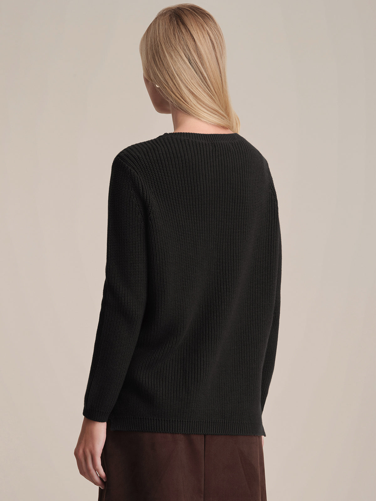 Emma: Crewneck Shaker Stitch Cotton Sweater