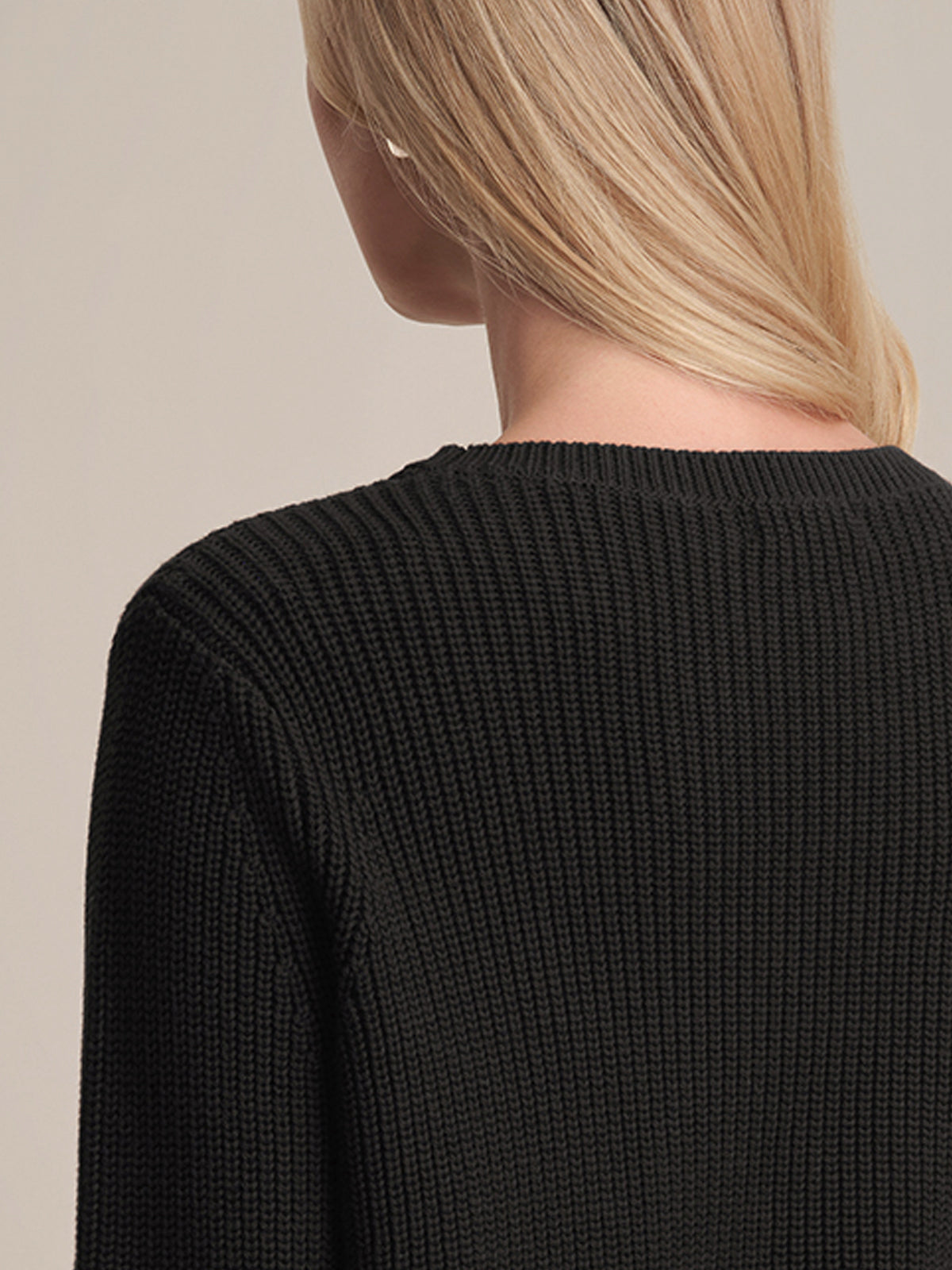Emma: Crewneck Shaker Stitch Cotton Sweater
