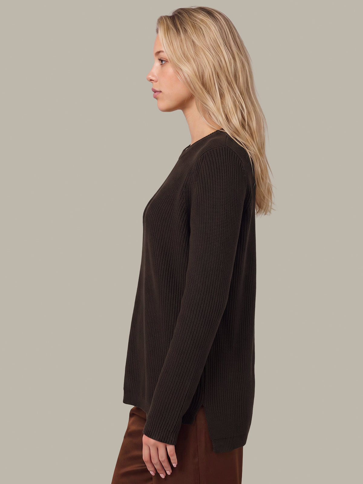 Emma: Crewneck Shaker Stitch Cotton Sweater